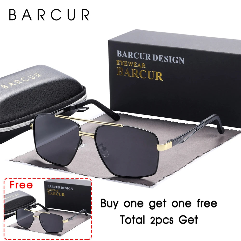 BARCUR Pilot Style Metal Frame Sunglasses | HD Polarized Mirror UV400 for Men & Women