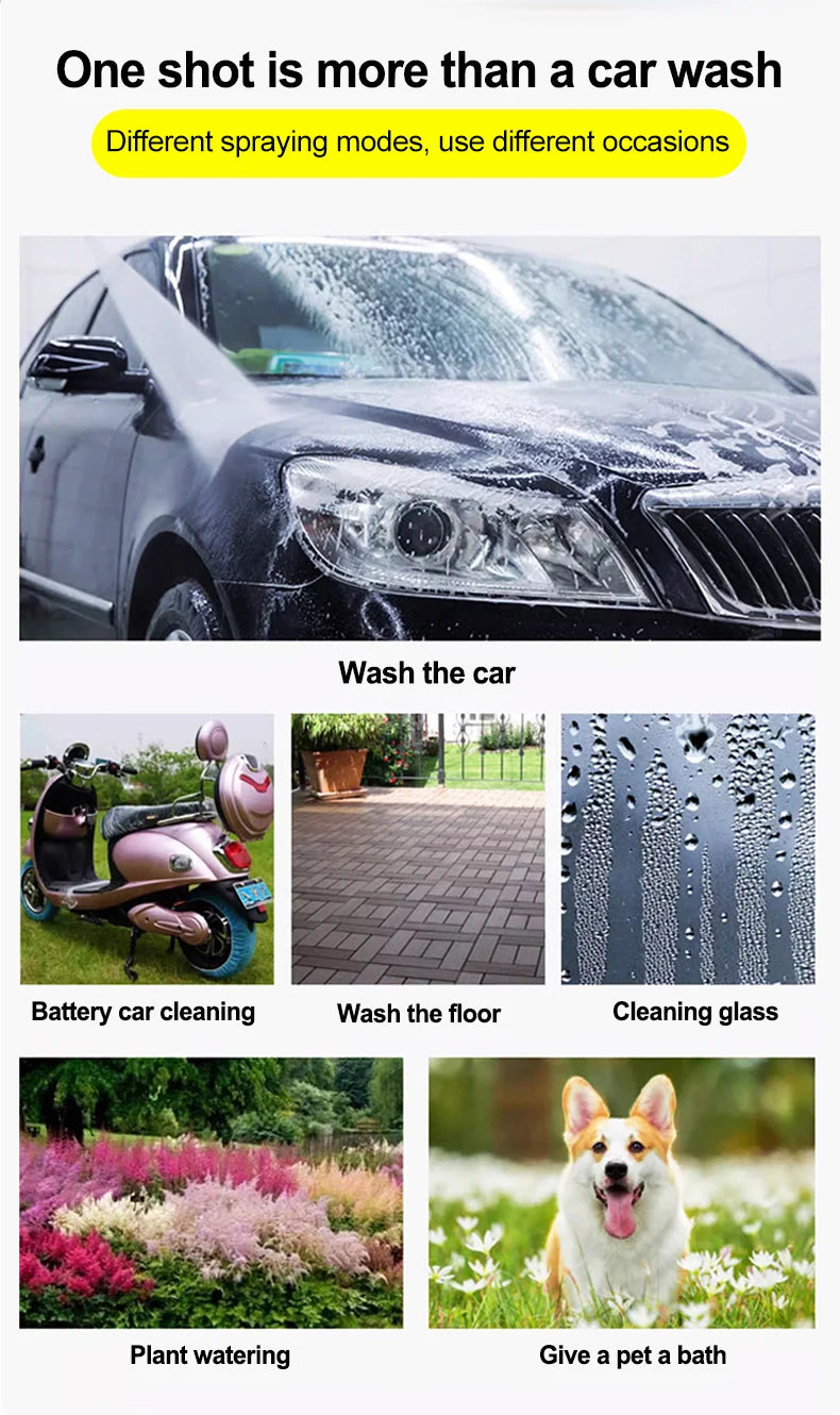 Telescopic Car Wash Gun with High-Pressure Nozzle – Extension Hose Set for Pressure Cleaner, 10m–20m Options