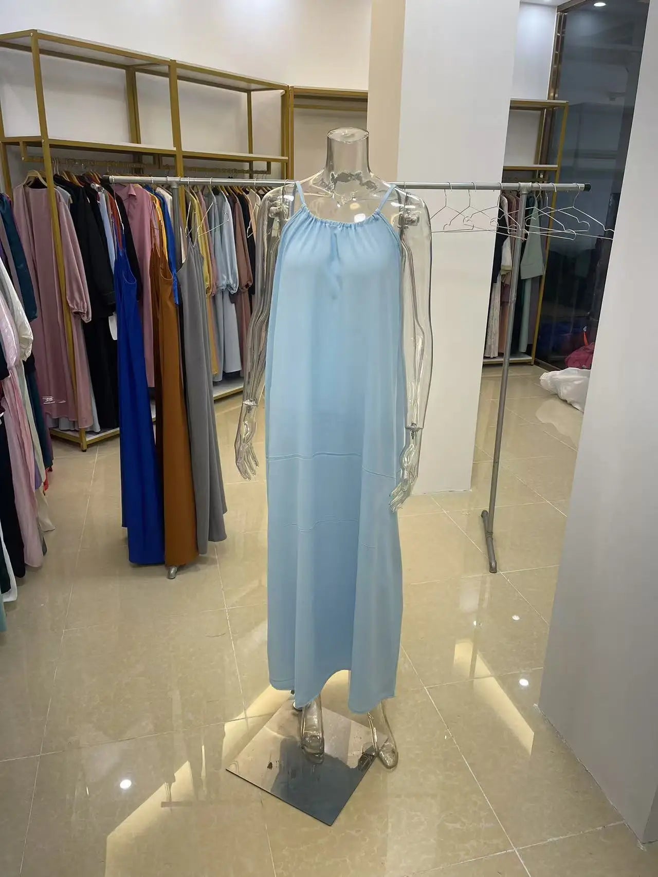 Women's Strapless Backless Loose Maxi Dress – Comfortable Sleepwear & Casual Home Dress