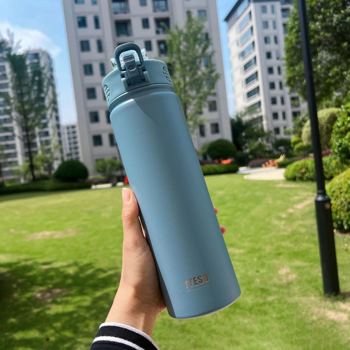 TYESO 304 SS Vacuum Thermos Bottle – Wide Mouth, Leakproof, 6–12Hr, 600–1200ml, 10+ Colors, Optional Cup Bag