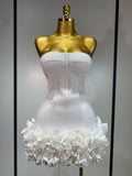 Flower Embellished Strapless Bandage Mini Dress — Backless Bodycon Celebrity Party Dress