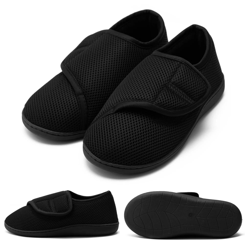 Unisex Wide Diabetic Sneakers – Plush Lining Lightweight Edema Shoes with Hook & Loop for Plantar Fasciitis
