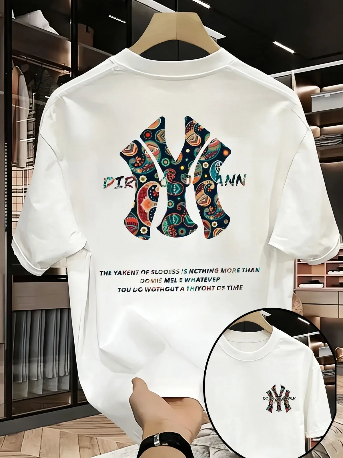 Men's Trendy Street Print T-Shirt — Loose Fit Cotton Short Sleeve Streetwear Tee