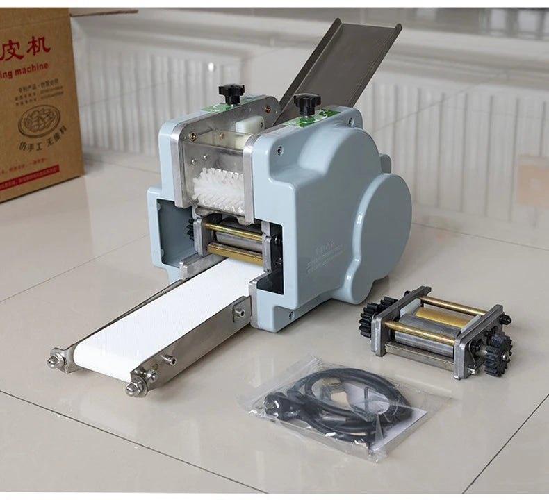 Electric Dumpling Wrapper Machine – 110V/220V, Round & Square Wonton Skin Maker, Rolling Press & Pasta Slicer, Commercial