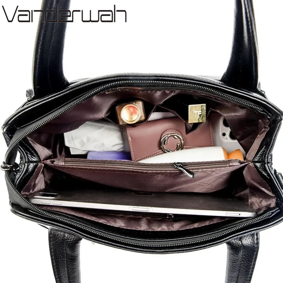Genuine Leather Luxury Tote Crossbody Shoulder Bag – Large Casual Handbag for Women