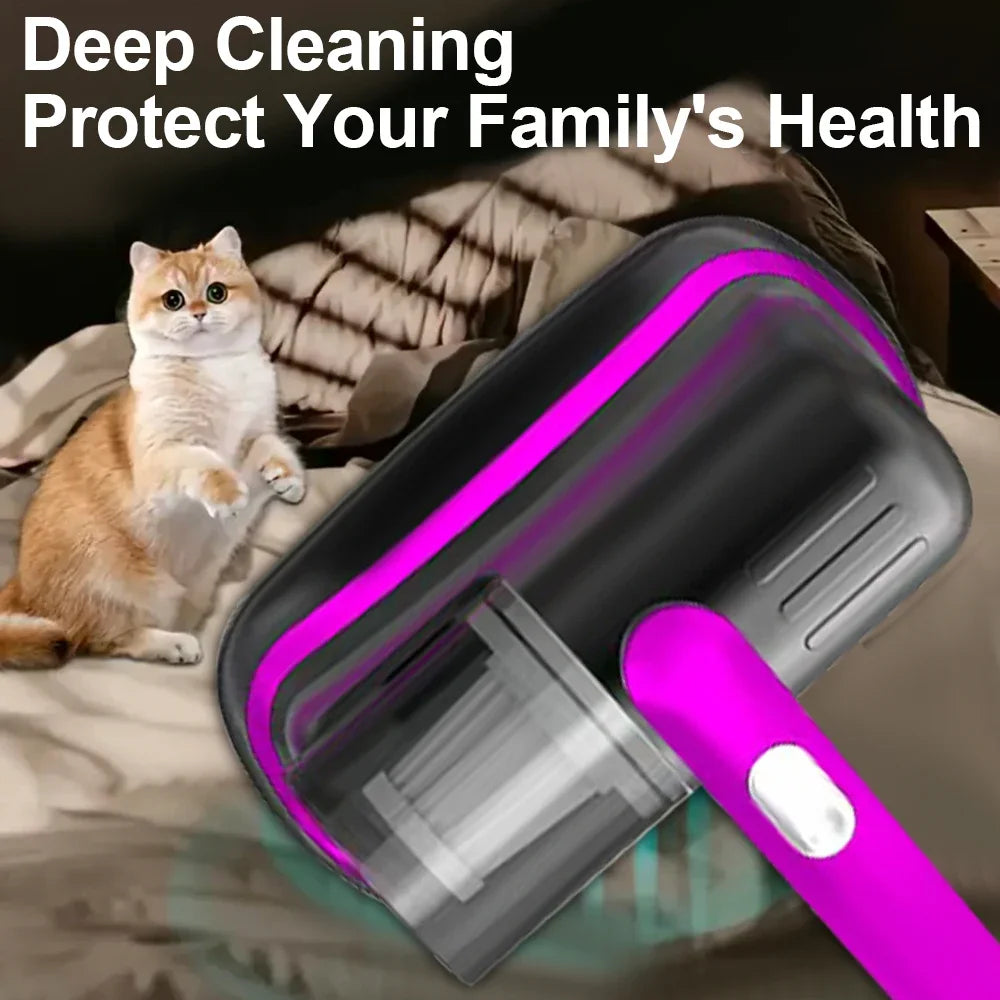 Wireless Handheld Mattress Vacuum Cleaner – UV-C Light, HEPA Filter, Ultrasonic Vibration, 12Kpa