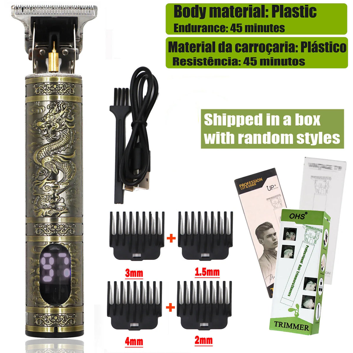 OHS Dragon Vintage T9 Professional Hair Clipper – Carving & Beard Trimmer, CE Certified