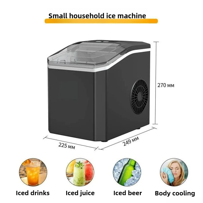 Automatic Mini Electric Ice Cube Maker – 9 Cubes in 6 Min, Portable for Bar, Home, Kitchen & Office