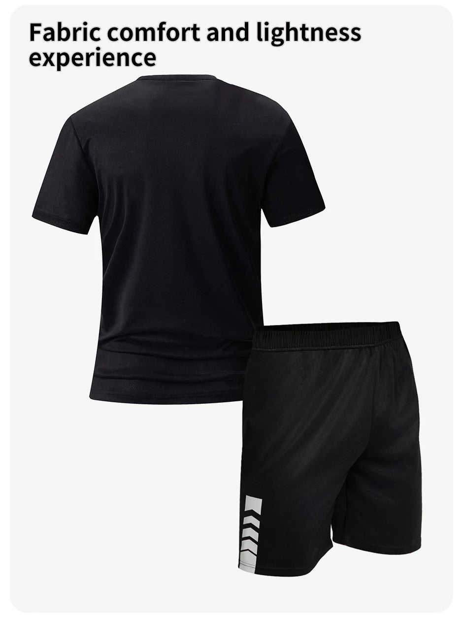 Men's Quick-Dry Short Sleeve & Shorts Set – Plus Size Leisure Running Fitness 2–6 Piece