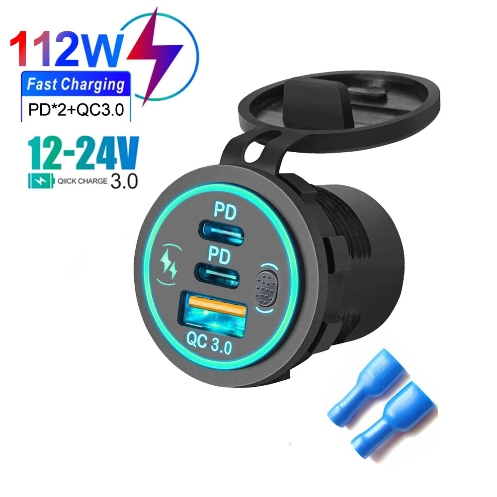 78W Fast Car Charger — PD3.0 & QC3.0 Dual USB-C
