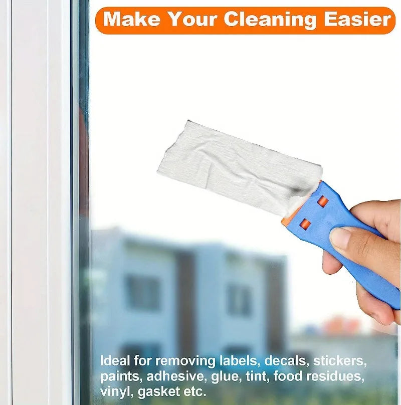 Scrape. Remove. Clean. — Multipurpose Plastic Scraper Set | Car Sticker Remover, Automotive Film Applying Tool & Glass Cleaning Scraper, 1 Scraper + 10 Blades