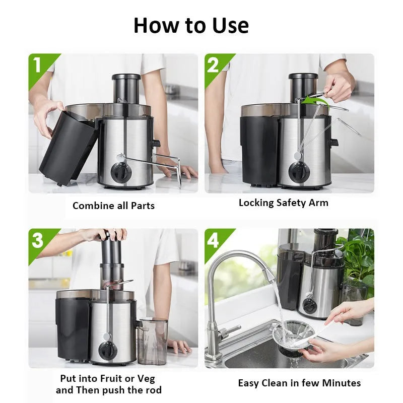 Professional Juice Extractor – Large Capacity, Automatic Slag Separation, Multi-Function Electric Juicer