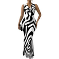 Colorful Geometric Off-Shoulder Maxi Dress — Artistic Party Evening Resortwear Dress