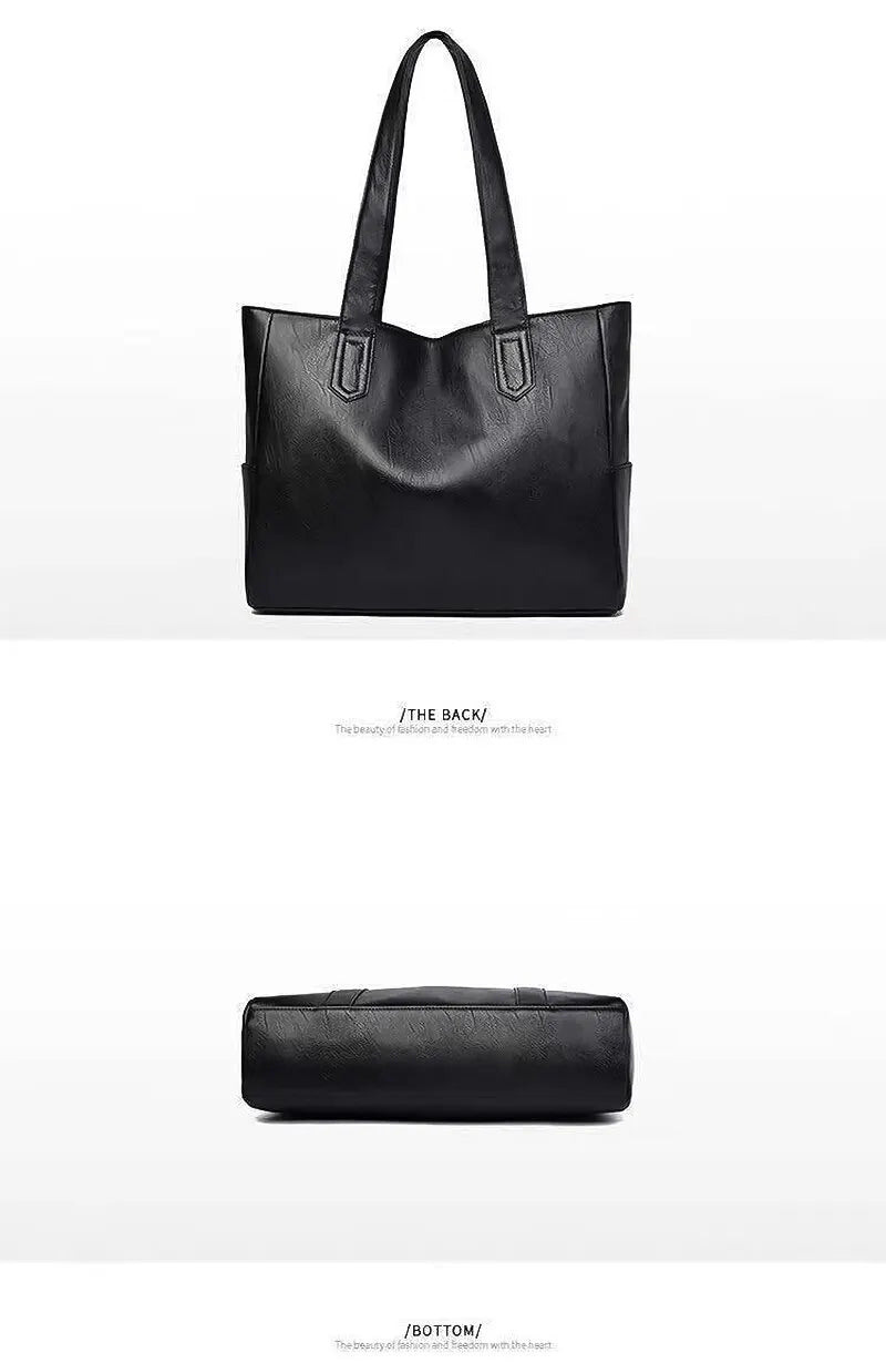Vintage Large Capacity Shoulder Bag – Plain Commuter Handbag for Women