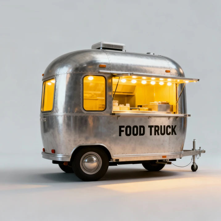 Small Round Mobile Catering Trailer — Street Breakfast Food Cart Truck