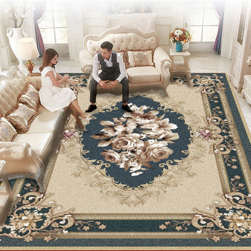 European Luxury Large Area Rug – Washable Non-Slip Carpet for Living Room & Bedroom