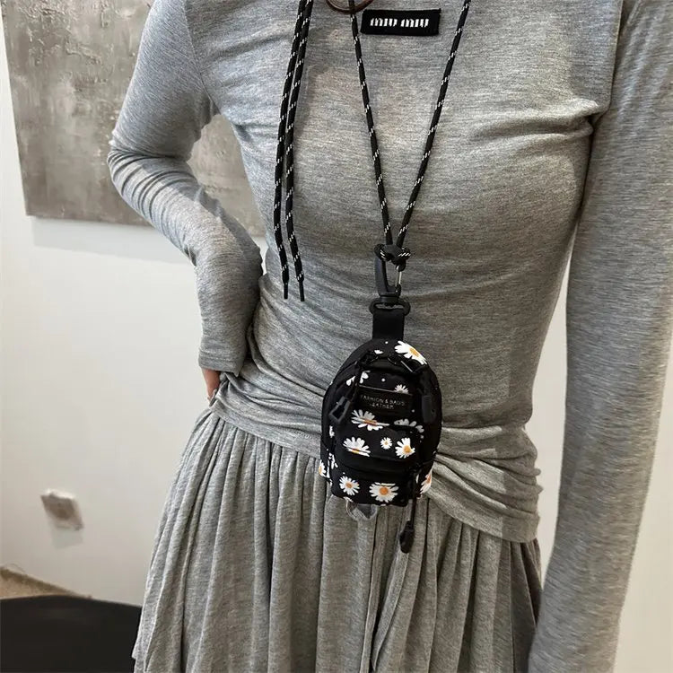 Women Small Bag Mini Lipstick Headphones Trendy Fashionable Pendant Bag Simple Niche Design Fabric Single-shoulder Crossbody Bag