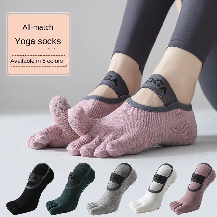 Women's Five-Toe Yoga Socks – Anti-Slip Grip