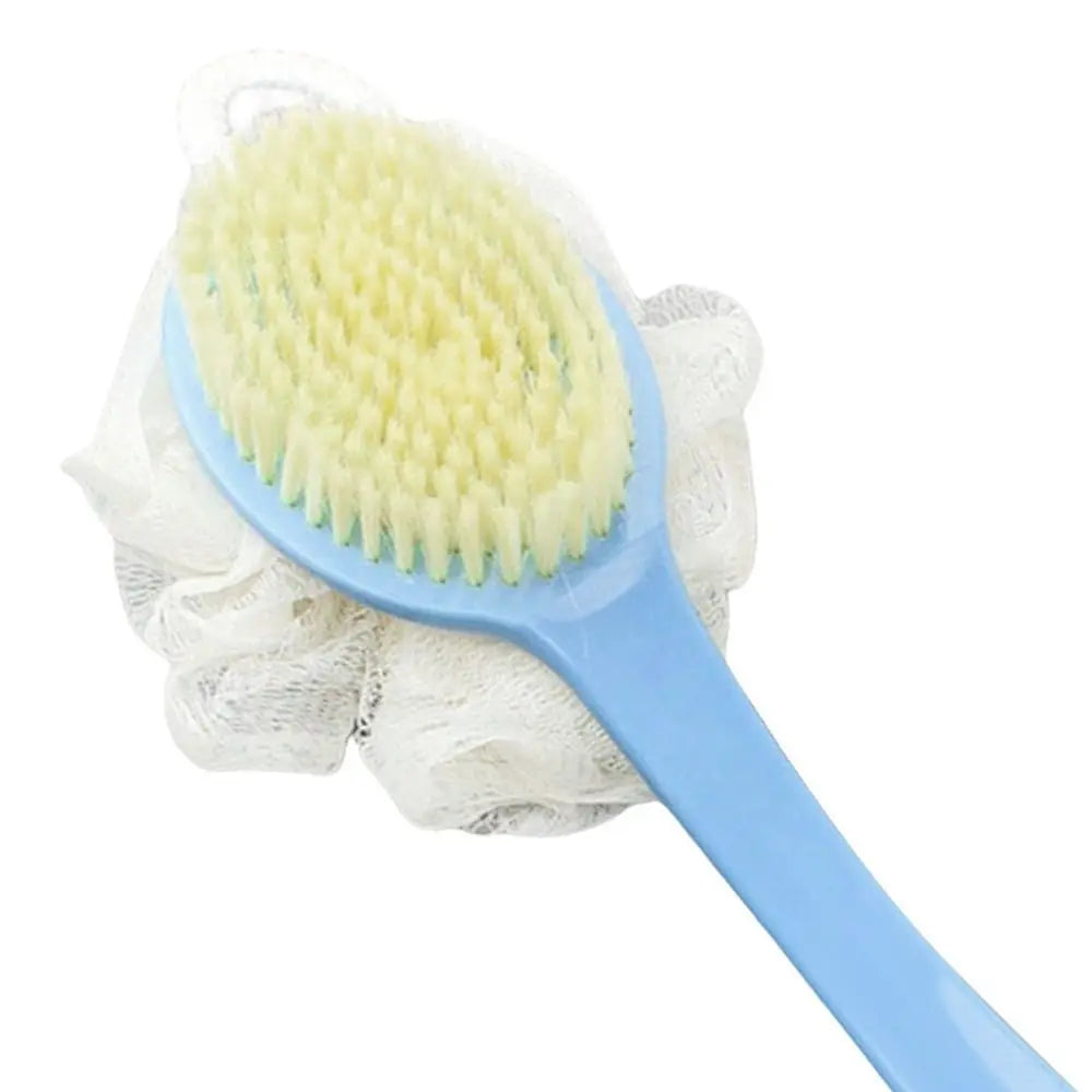 2-in-1 Double-Sided Long Handle Shower Brush – Exfoliating Soft Bristle Body Scrubber