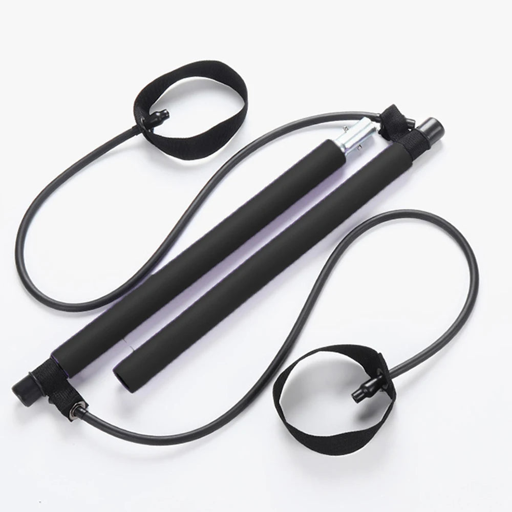 Pilates Stick – Multi-Functional Fitness & Yoga Equipment, Elastic Exercise Bar with Hip Pulling Rope for Home Training