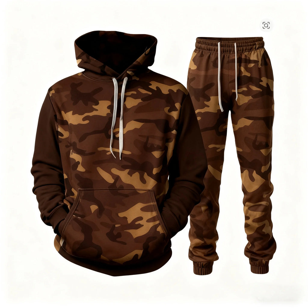 Men's Santa Claus 3D Print Hoodie & Pants Jogging Set – Camouflage Co-Ord