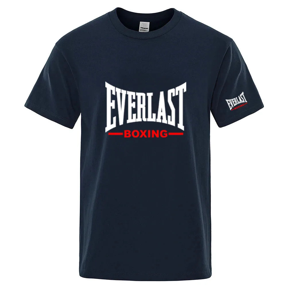 Everlast Boxing Logo Graphic T-Shirt — Crew Neck Short Sleeve Sports Streetwear Tee