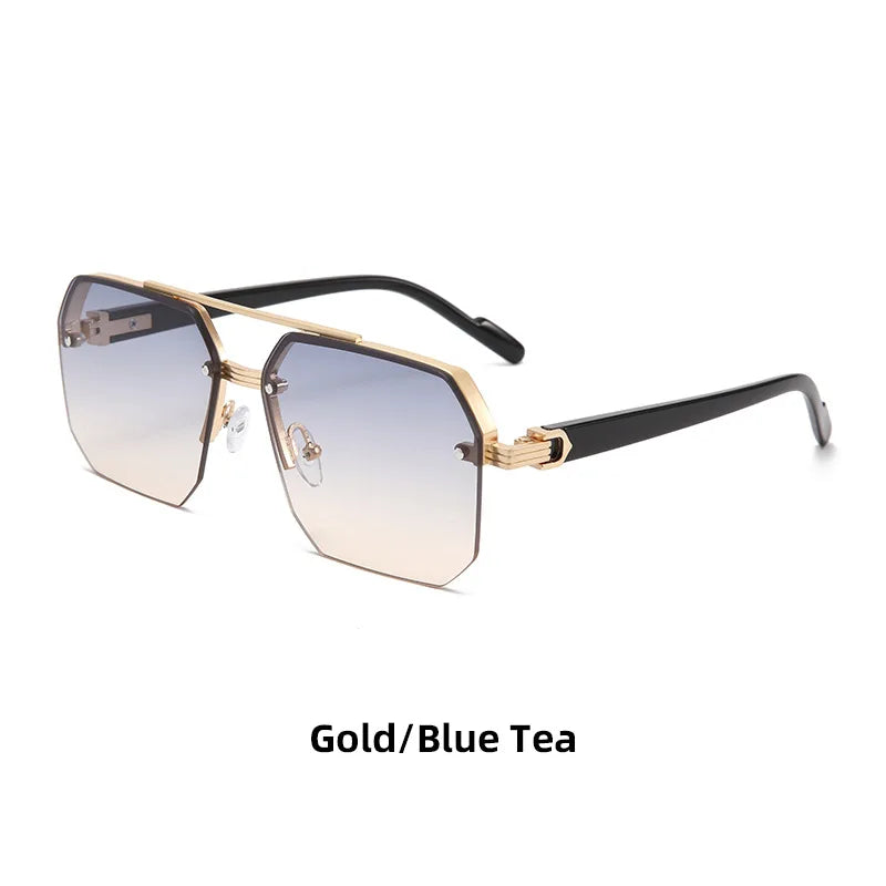Men's Pilot Flat Top Half Frame Sunglasses | UV400 Classic Travel Casual Vintage Shades
