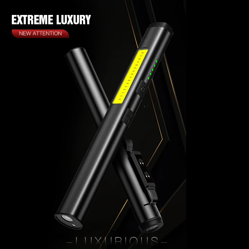 4-in-1 Rechargeable Pen Flashlight – UV, LED, COB & Red Laser with Magnetic Base for Work & EDC