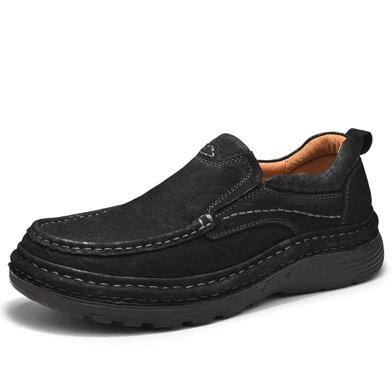 Men's Genuine Leather Lace-Up Casual Shoes