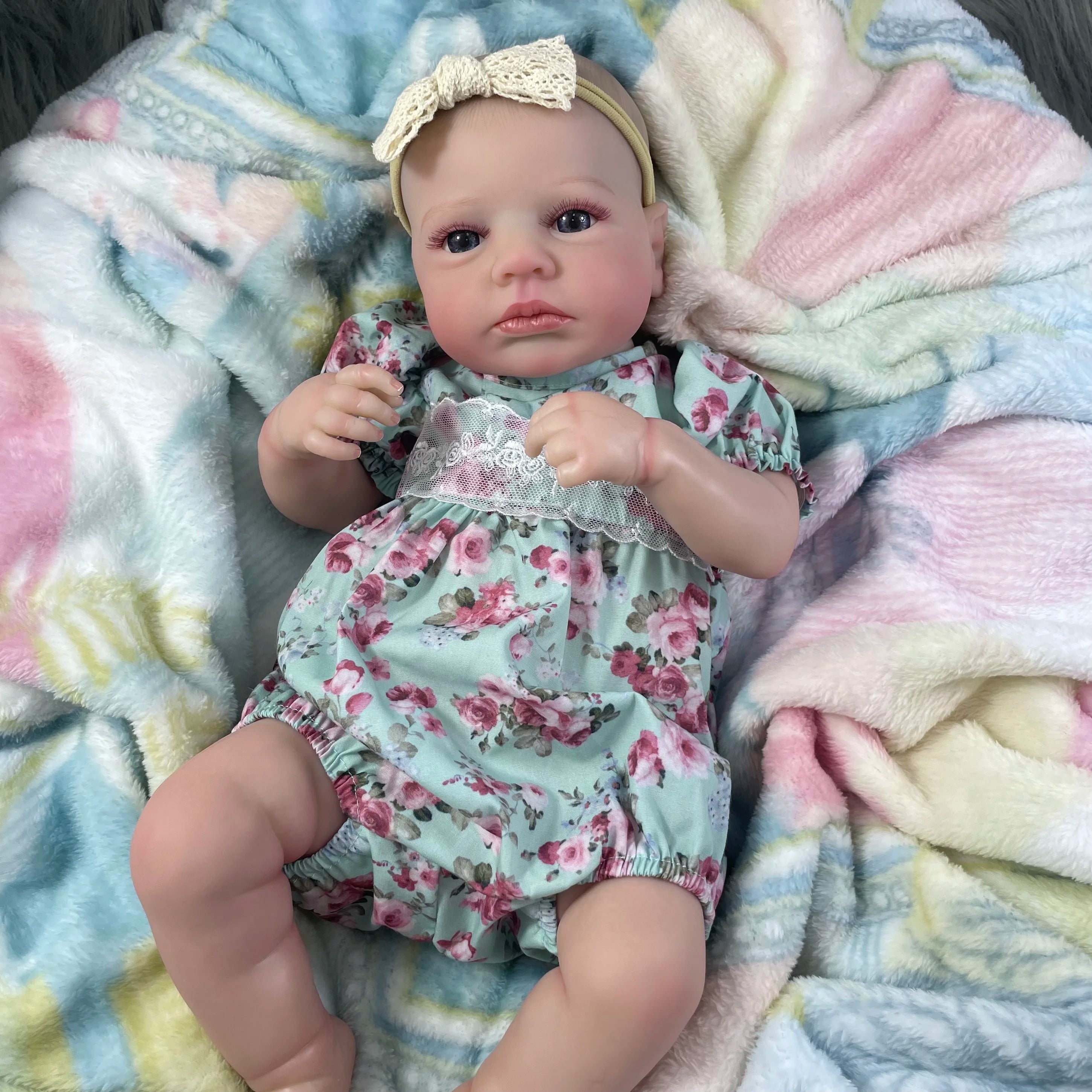 MRB 50CM Lifelike Reborn Baby Doll | Vinyl Newborn Twins Girl with 3D Skin & Visible Veins