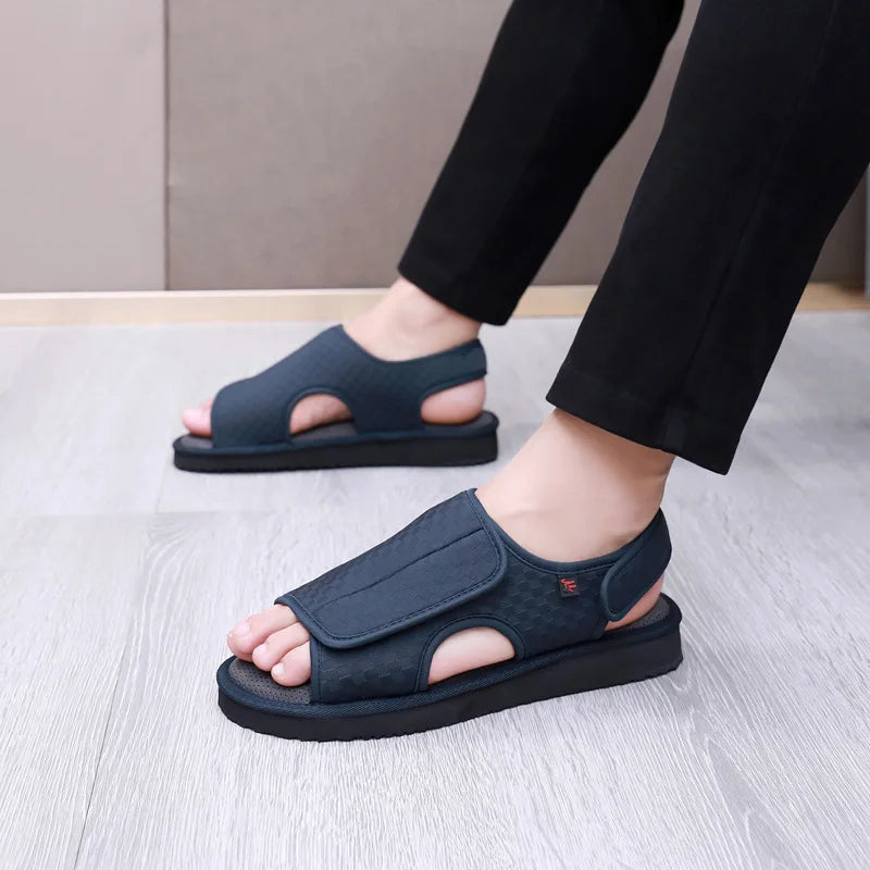 Men's & Women's Diabetic Walking Sandals – Lightweight Breathable Anti-Slip Summer Shoes with Adjustable Hook & Loop, Sizes 41–49