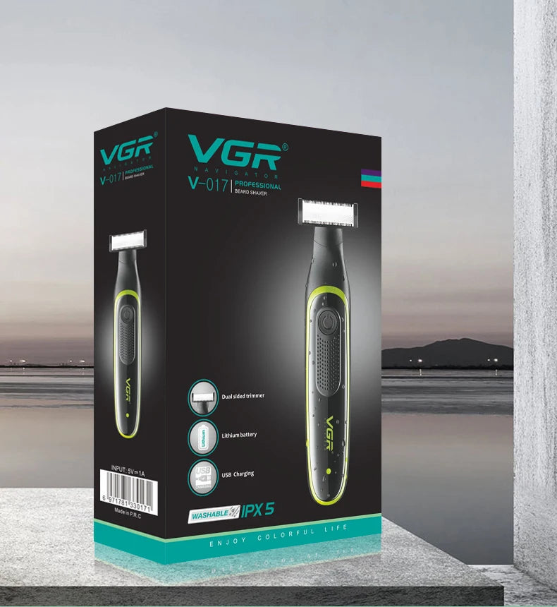 VGR One Blade Waterproof Hair & Beard Trimmer | IPX5 Wet/Dry, Rechargeable, 3 Guide Combs, Men & Women V-017