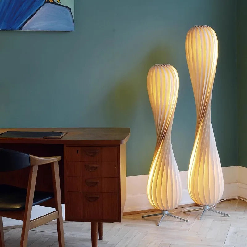 Sculptural Floor Lamp – Twisted Shade Design