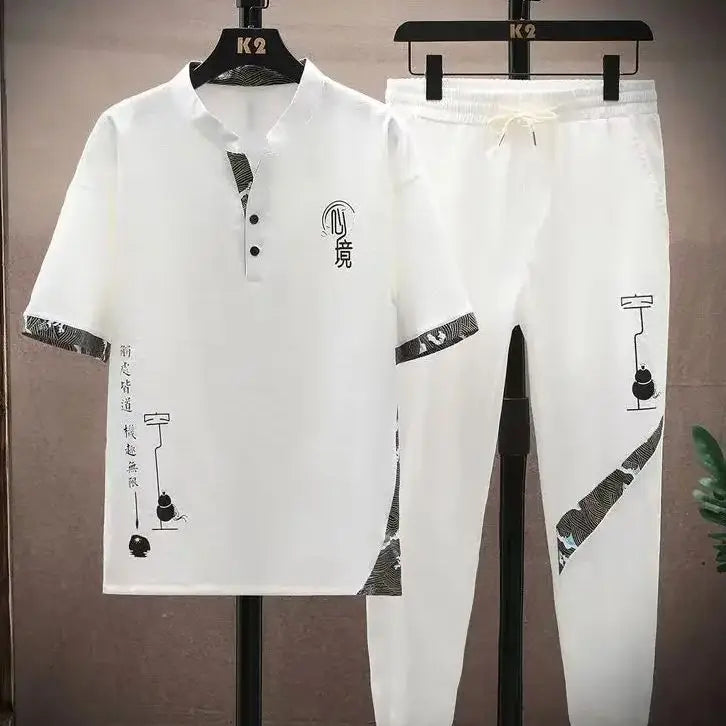 Men's Cotton Shirt & Trousers 2-Piece Set – High Quality Summer Fashion Suit M–4XL