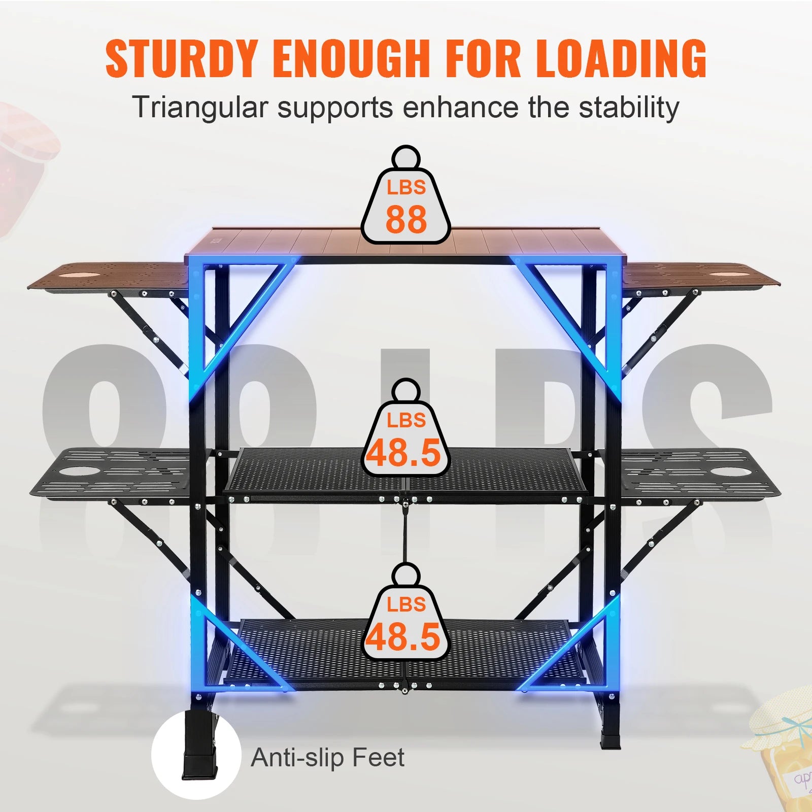 SucceBuy Folding Camping Kitchen Table — Portable Aluminum Cook Station for Outdoor BBQ & Picnics