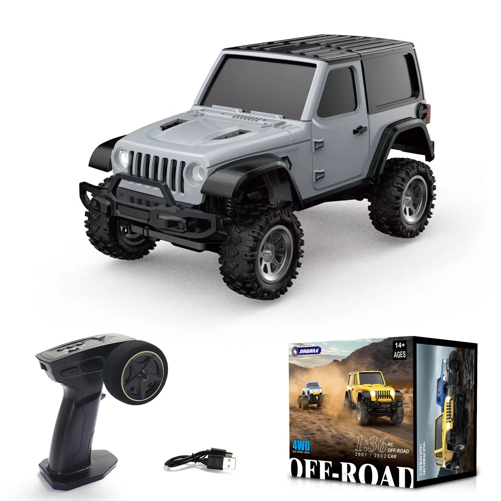 1:36 4WD Mini RC Off-Road Crawler Car with LED Lights – Remote Control Toy for Kids & Adults