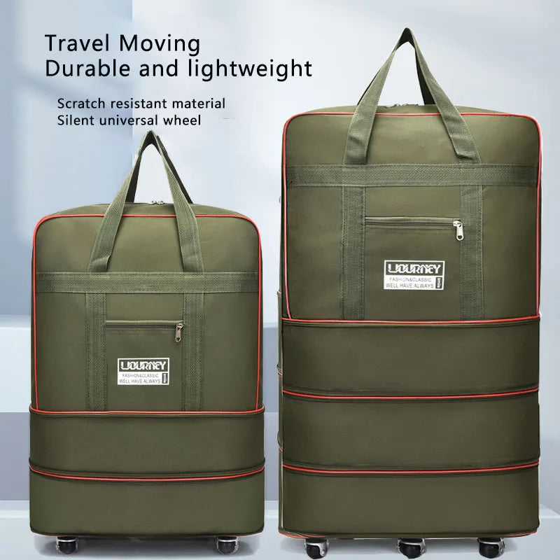 Foldable Wheeled Travel Bag – Expandable Oxford Luggage