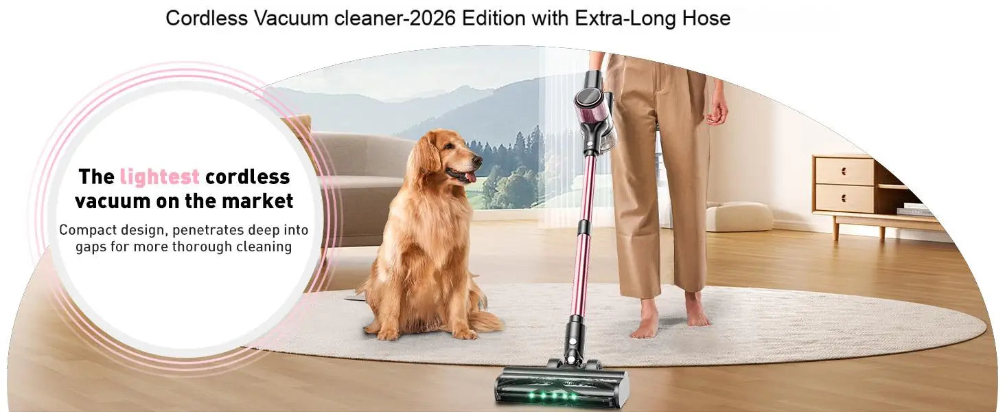 Cordless Vacuum Cleaner — 55Kpa / 500W / 45-Min Runtime, 10-in-1 Powerful Stick Vacuum for Home, Pet Hair, Hard Floor & Carpet