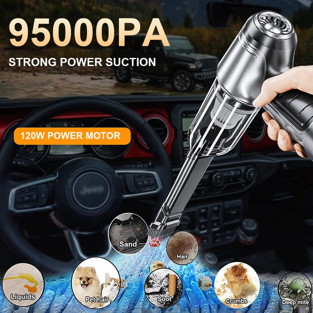 Wireless Car Vacuum Cleaner – 95000PA Strong Suction Handheld Mini Blower for Car & Home