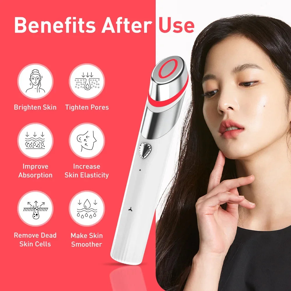 4-in-1 Microcurrent Skin Booster Wand – Red Light Therapy, Therapeutic Heat & Vibration Anti-Aging Face Tool