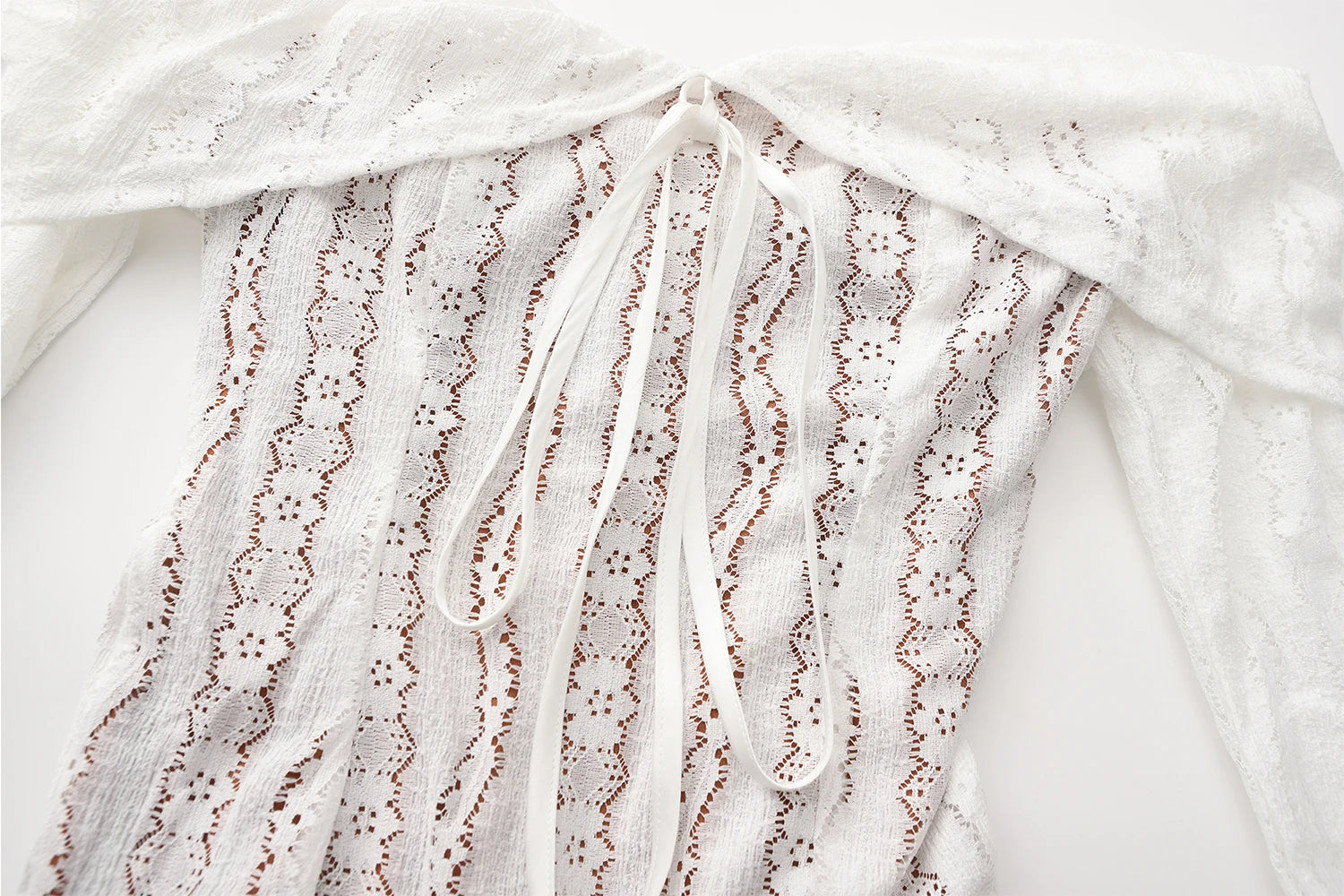Elegant White Lace Evening Gown — Long Sleeve Wedding & Prom Dress