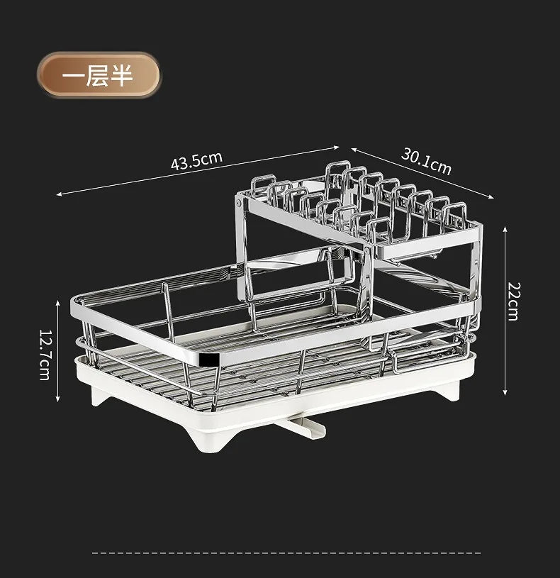Multifunctional Stainless Steel Dish Drain Rack with Knife Holder – Countertop Bowl, Dish & Sink Organizer
