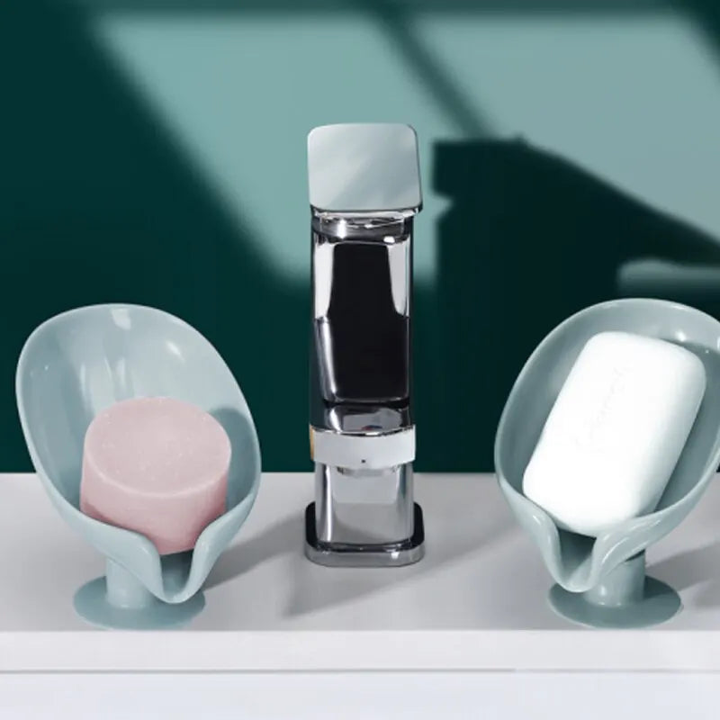 Dry Soap. Clean Bathroom. No Drilling. — Draining Soap Box Set | 2pcs, Suction Cup, Punch-Free, Self-Draining, Cute Design