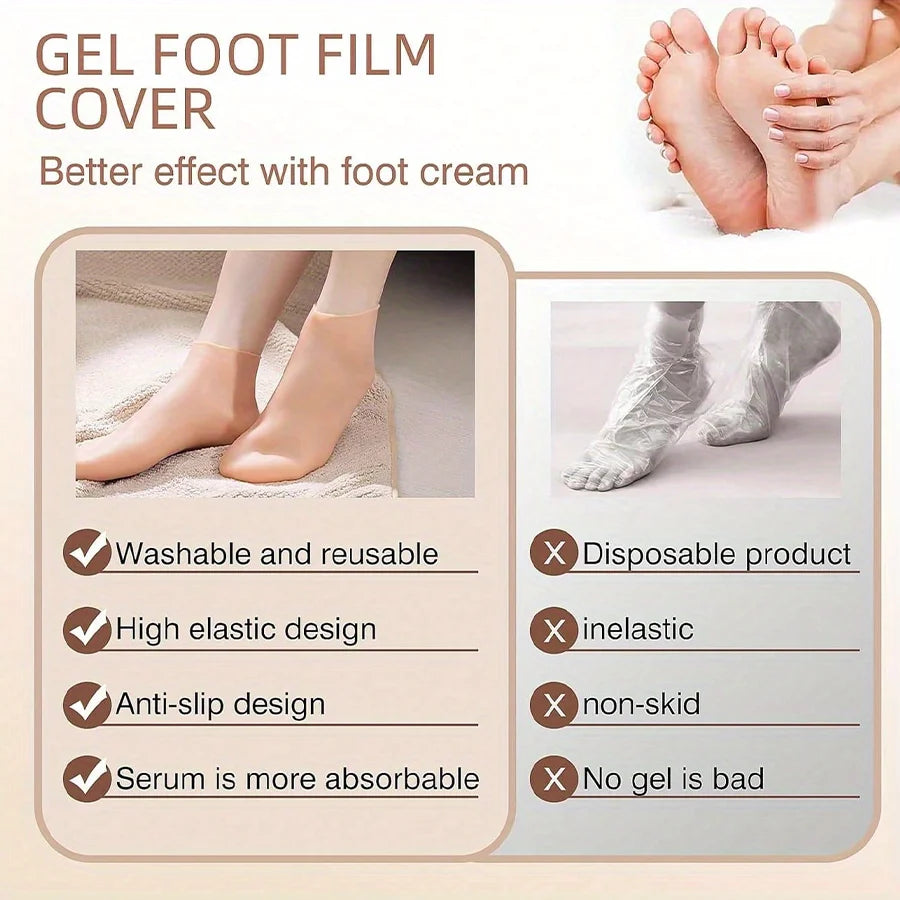 Soft Feet While You Sleep — Moisturizing Silicone Foot Socks | Dry & Cracked Heel Repair, Massage Texture, 7 Colors