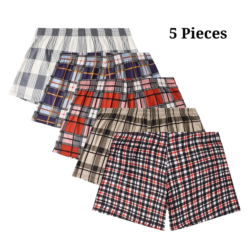 Men's Loose-Fit Plaid Stretch Boxer Shorts, 5-Pack