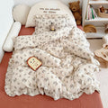 Princess Ruffle Bedding Set – 100% Cotton Gauze Duvet Cover with Pillowcases, Floral, 3-Piece