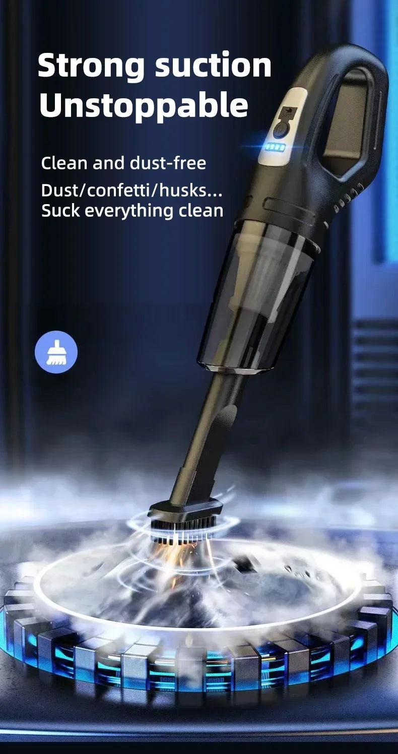 Cordless Handheld Car Vacuum — 6000Pa Wet & Dry Portable Vacuum with HEPA Filter