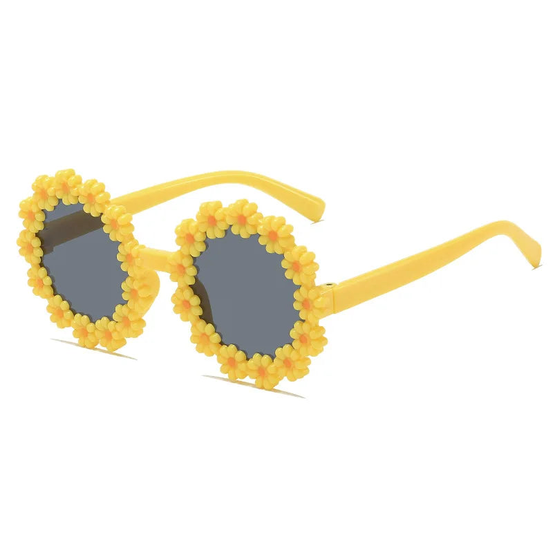Kids Round Flower Daisy Sunglasses | Cute UV Protection Outdoor Party Shades for Children