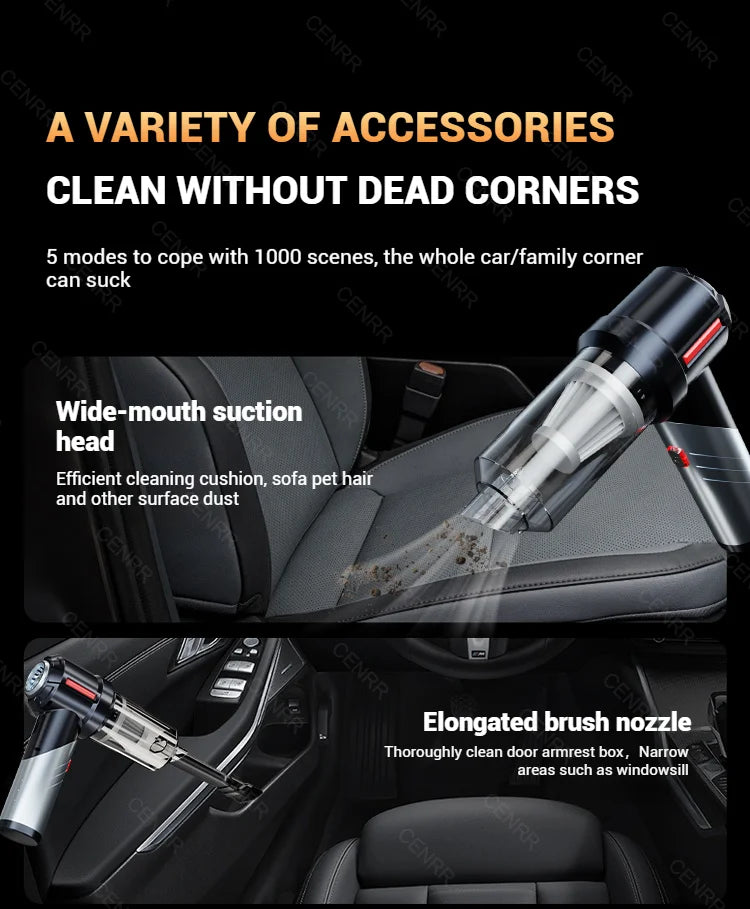 Cordless Car Vacuum – Brushless Motor & HEPA Filter