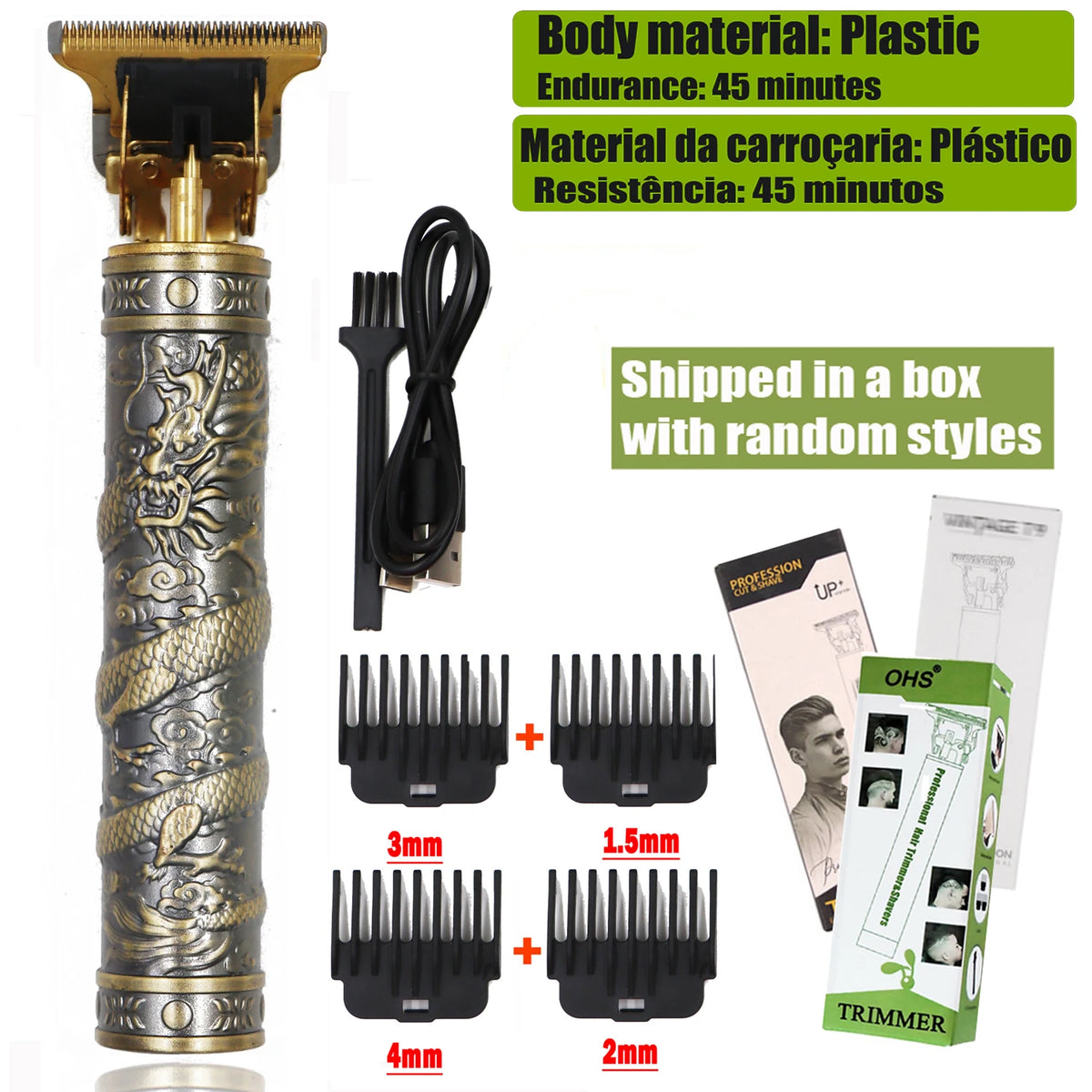 OHS Dragon Vintage T9 Professional Hair Clipper – Carving & Beard Trimmer, CE Certified